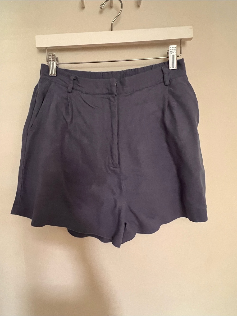Workshop Republic Clothing High Waist Navy Blue Tailored Shorts